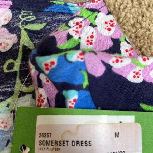 New! LILLY PULITZER size M navy floral somerset dress